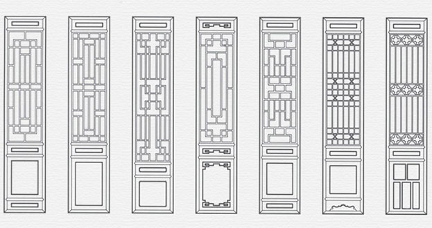 亭湖常用中式仿古花窗图案隔断设计图